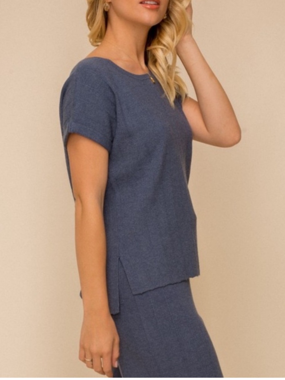 NWT Hem & Thread Textured Sweater Short Sleeve Top - Picture 4 of 8
